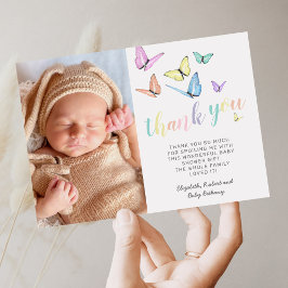 Cartão De Agradecimento Butterflies Baby Shower Photo Thank You