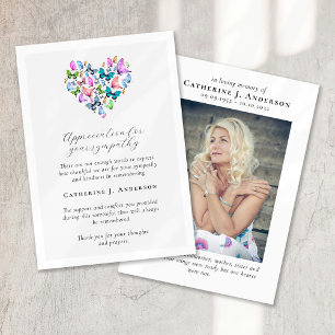 Cartão De Agradecimento Butterflies Heart Photo Sympathy Funeral Memorial