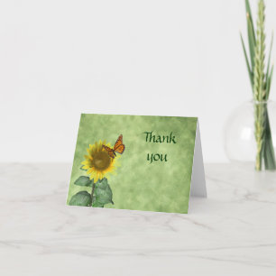 Cartão De Agradecimento Butterfly and Sunflower Thank You Card