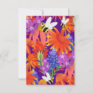 Cartão De Agradecimento Buzz Entre Blooms-Violet Bloom_Obrigado