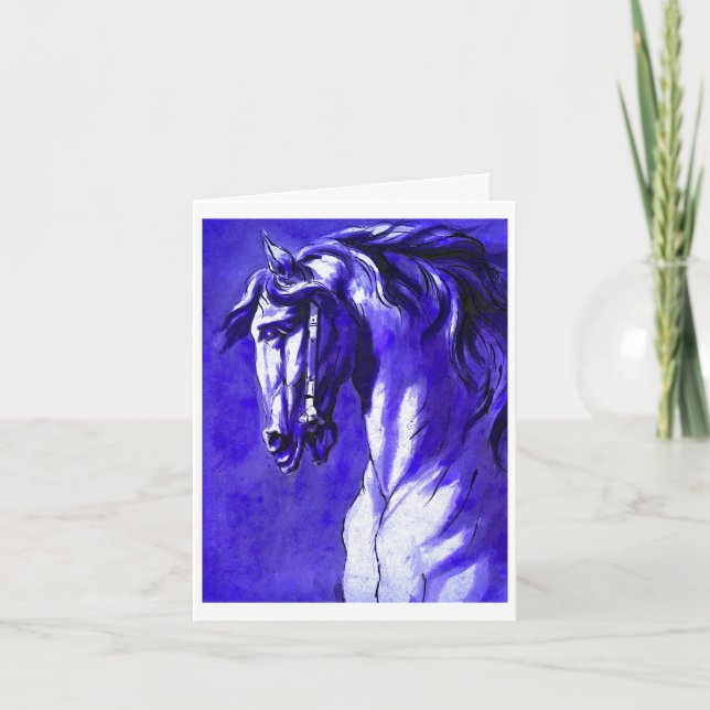 Cartão De Agradecimento Cabeça de Cavalos (Roxo) (Frente)