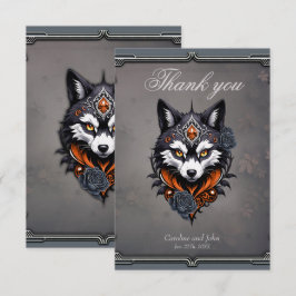 Cartão De Agradecimento Cabeça de lobo majestoso, terminada em um profundo