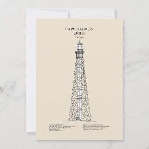 Cartão De Agradecimento Cabo Charles Lighthouse - Virgínia - SBD