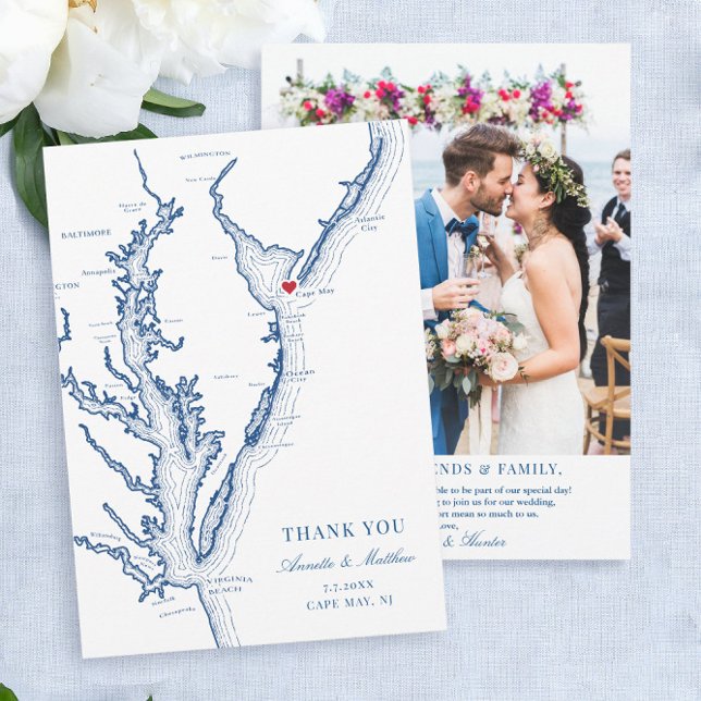 Cartão De Agradecimento Cabo May New Jersey Wedding Flat (These Cape May destination wedding thank you cards with photo are perfect for your wedding)