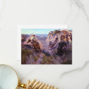 Cartão De Agradecimento Caçadores de Cavalos Selvagens, 1913, por Charles 