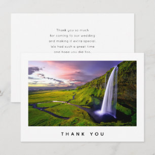 Cartão De Agradecimento Cachoeira Islandesa Foto de Casamento da Natureza
