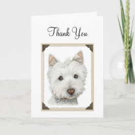 Cartão De Agradecimento Cachorro branco com bordas rasas de papel design