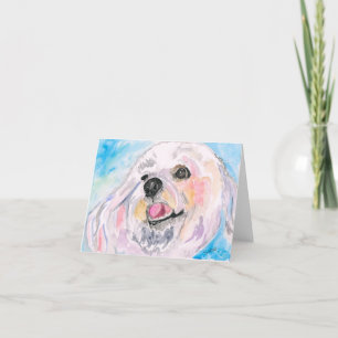 Cartão De Agradecimento Cachorro branco feliz, arte original, aquarela