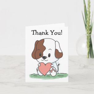 Cartão De Agradecimento Cachorro Cartoonzinho Com Um Coração Obrigado