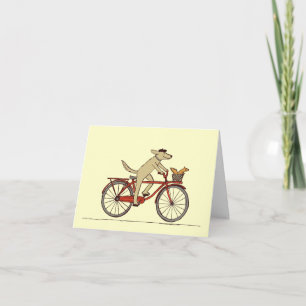 Cartão De Agradecimento Cachorro Ciclista com Amigo Esquilo - Arte Animal