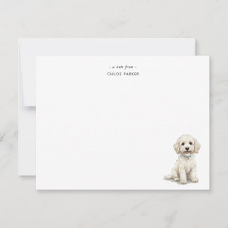 Cartão De Agradecimento Cachorro Cockapoo Branco em Aquarela Plano Fofo