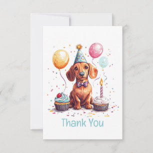 Cartão De Agradecimento Cachorro Dachshund de Aniversário Obrigado