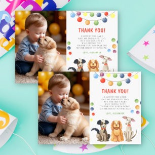 Cartão De Agradecimento Cachorro de Aquarela Primeira Festa de aniversário