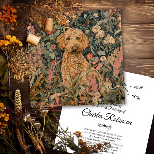 Cartão De Agradecimento Cachorro de Goldendoodle no Jardim do Estilo Willi