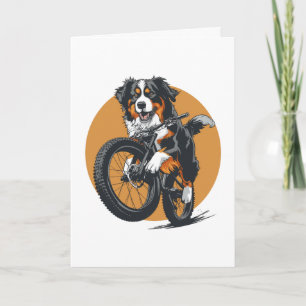 Cartão De Agradecimento Cachorro De Montanha Bernese Andando De Bicicleta