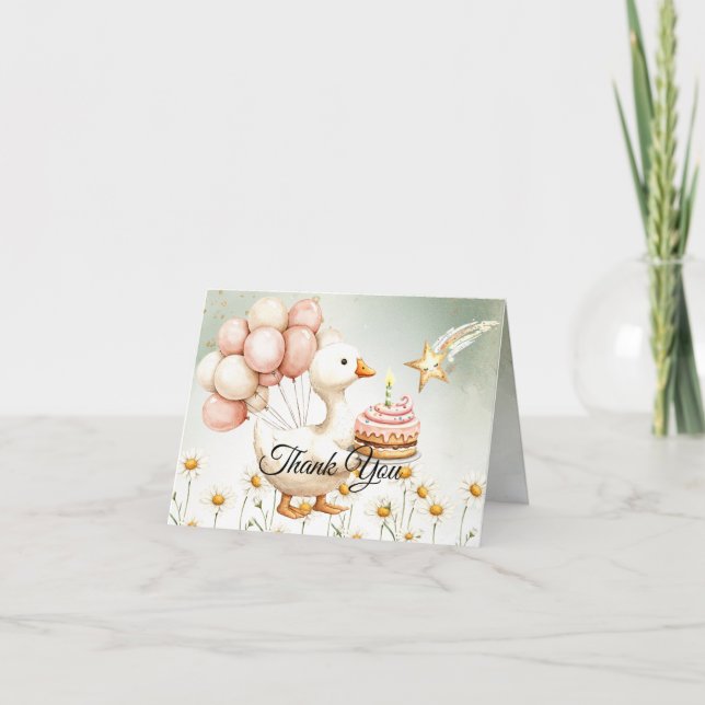 Cartão De Agradecimento Cachorro Festa de aniversário branco de ganso bran (Frente)