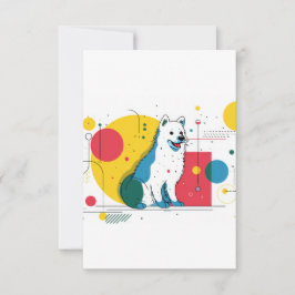 Cartão De Agradecimento Cachorro fofo senta-se em um espaço de arte colori