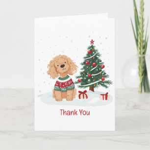 Cartão De Agradecimento Cachorro Goldendoodle de Natal Obrigado