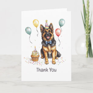 Cartão De Agradecimento Cachorro Pastor Alemão de Aniversário Obrigado