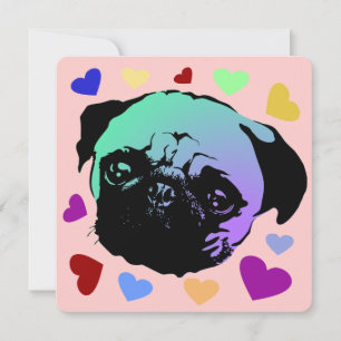 Cartão De Agradecimento Cachorro Pug Filhote PopArt Estilo Retro