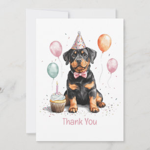 Cartão De Agradecimento Cachorro Rottweiler de Aniversário Obrigado