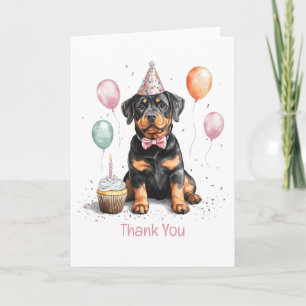 Cartão De Agradecimento Cachorro Rottweiler de Aniversário Obrigado
