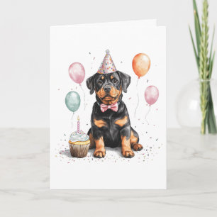 Cartão De Agradecimento Cachorro Rottweiler de Aniversário Obrigado