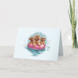 Cartão De Agradecimento Cachorros de Goldendoodle Piscina de Abacaxi de Ve