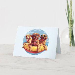 Cartão De Agradecimento Cachorros de ouro para varejo Piscinas de verão