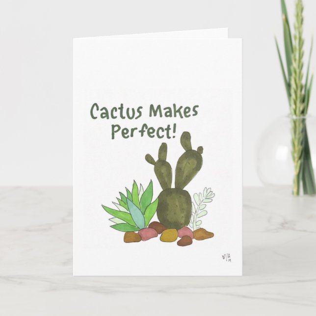 Cartão De Agradecimento Cactus Faz Placa Perfeita (Frente)