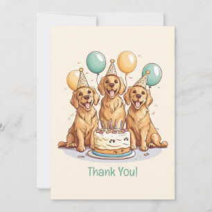 Cartão De Agradecimento Cães Golden Retriever de Aniversário Obrigado