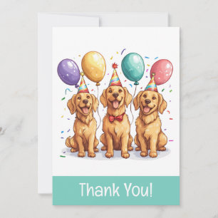 Cartão De Agradecimento Cães Golden Retriever de Aniversário Obrigado