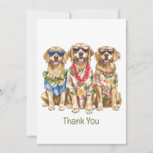 Cartão De Agradecimento Cães Golden Retriever Havaianos Obrigado