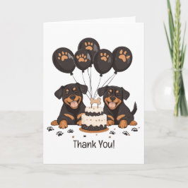 Cartão De Agradecimento Cães Rottweiler de Aniversário Obrigado