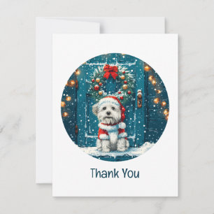 Cartão De Agradecimento Cães Shih Tzu de Natal Obrigado
