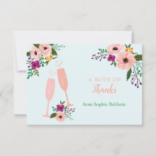 Cartão De Agradecimento Café da Manhã com Mimosa e Flores e Brinde Nupcial