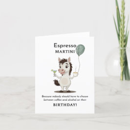 Cartão De Agradecimento Café de aniversário Engraçado Horse e Martini