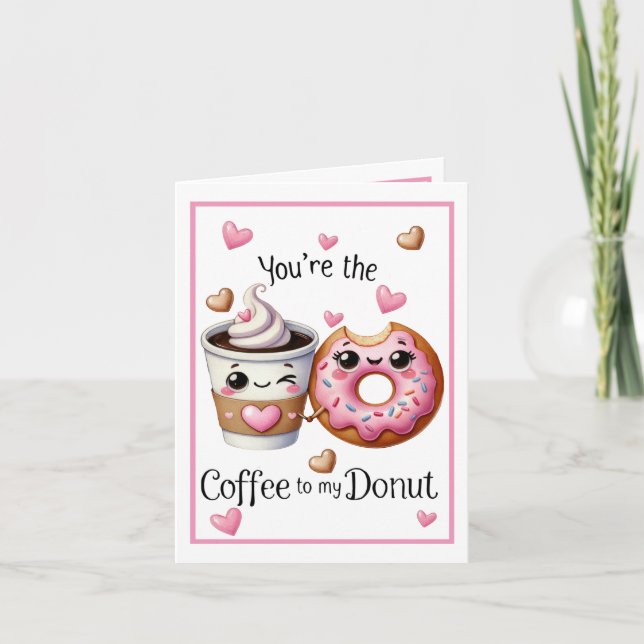 Cartão De Agradecimento Café e Donuts Kawaii Fofos (Frente)