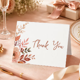 Cartão De Agradecimento Caindo de Amor Rústico Floral Borgonha Personaliza