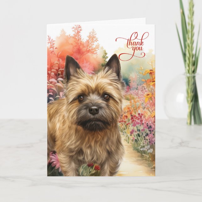 Cartão De Agradecimento Cairn Terrier Dog Colorful Garden Path (Frente)