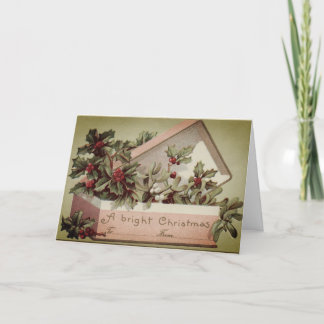 Cartão De Agradecimento Caixa Da Placa natal vintage Da Holly