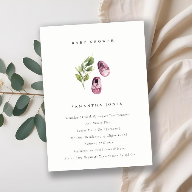 Cartão De Agradecimento Calçados rosa-claro, Chá de fraldas de Foliage Gir (Criador carregado)