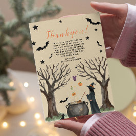 Cartão De Agradecimento Caldeirão de Halloween Bruxa Preta Assustadora