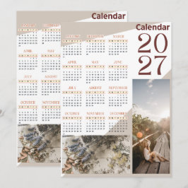 Cartão De Agradecimento Calendário de parede personalizado 2027 com foto