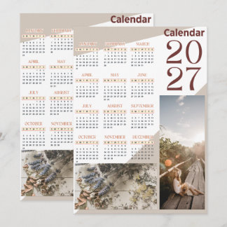 Cartão De Agradecimento Calendário de parede personalizado 2027 com foto