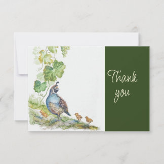 Cartão De Agradecimento California Quail  Bird Nature WatercolorThank you