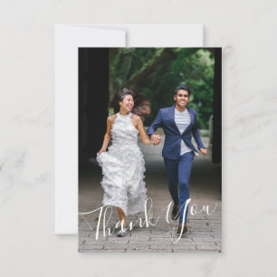 Cartão De Agradecimento Caligrafia Chic Minimalista Casamento Personalizad
