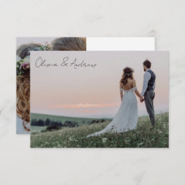 Cartão De Agradecimento Caligrafia de Casamento de Foto Minimalista 2