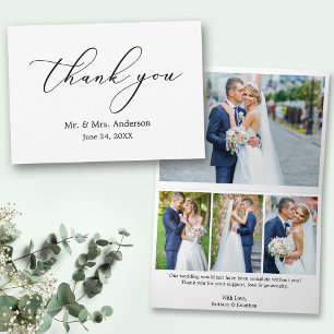 Cartão De Agradecimento Caligrafia de Elegância Minimalista 4 Foto dobrada