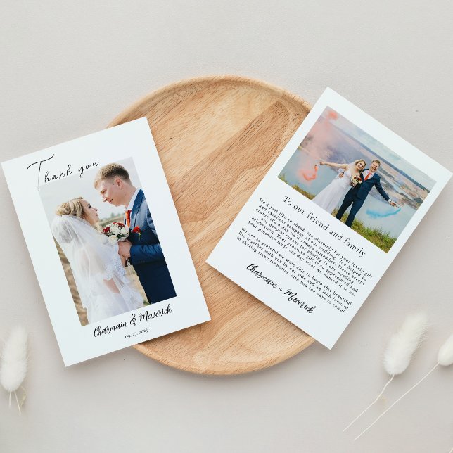 Cartão De Agradecimento Caligrafia de Fotografia Simples Moderna (Criador carregado)